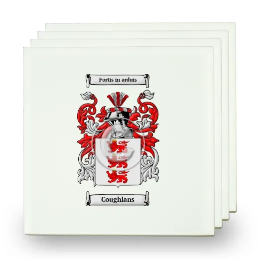 Coughlans Set of Four Small Tiles with Coat of Arms