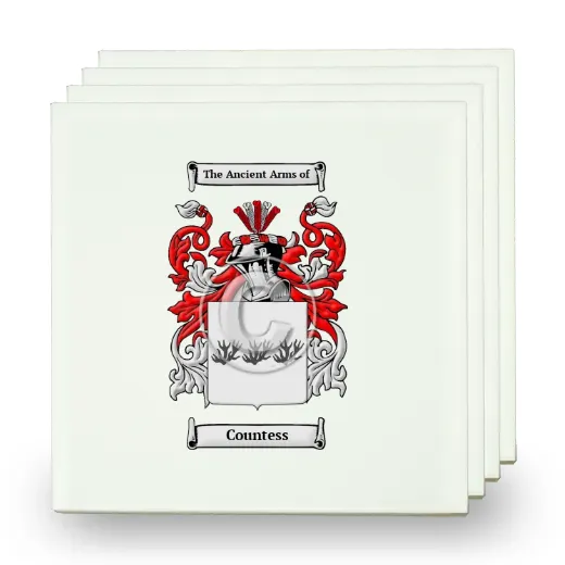 Countess Set of Four Small Tiles with Coat of Arms