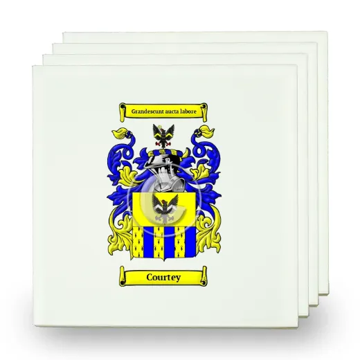 Courtey Set of Four Small Tiles with Coat of Arms