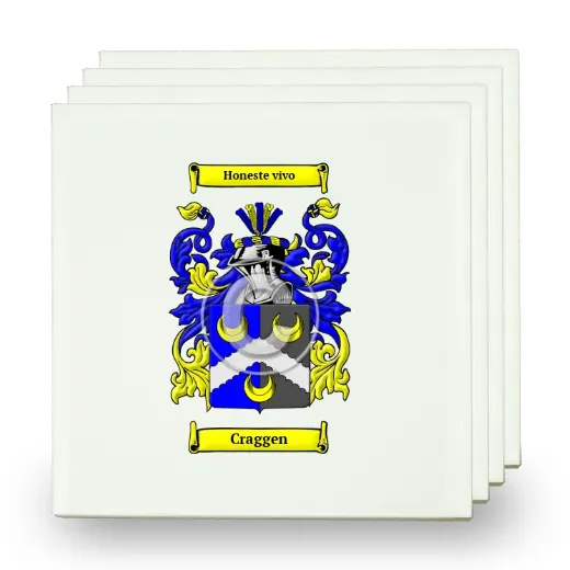 Craggen Set of Four Small Tiles with Coat of Arms