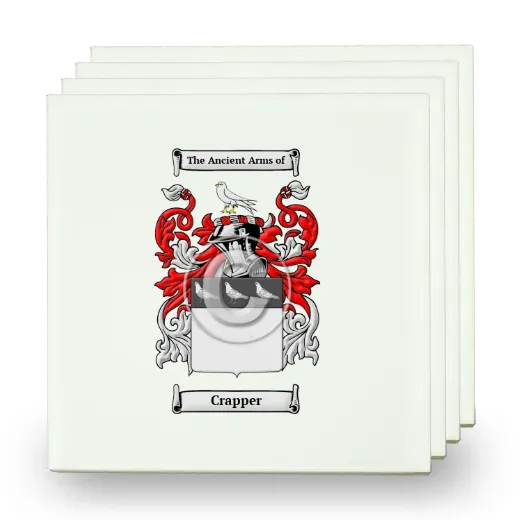 Crapper Set of Four Small Tiles with Coat of Arms