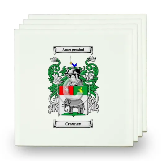 Crayney Set of Four Small Tiles with Coat of Arms