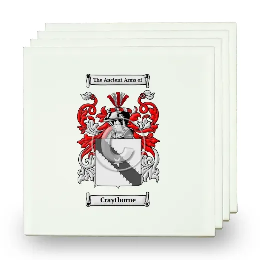 Craythorne Set of Four Small Tiles with Coat of Arms