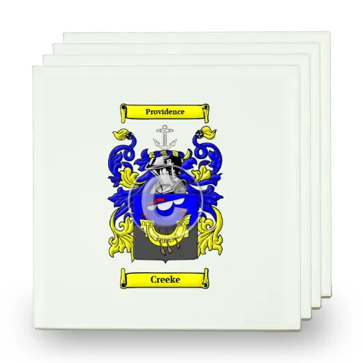 Creeke Set of Four Small Tiles with Coat of Arms