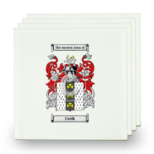 Creik Set of Four Small Tiles with Coat of Arms