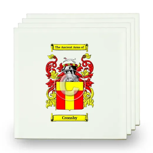 Cronshy Set of Four Small Tiles with Coat of Arms