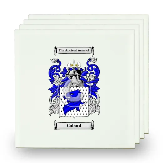 Cubord Set of Four Small Tiles with Coat of Arms