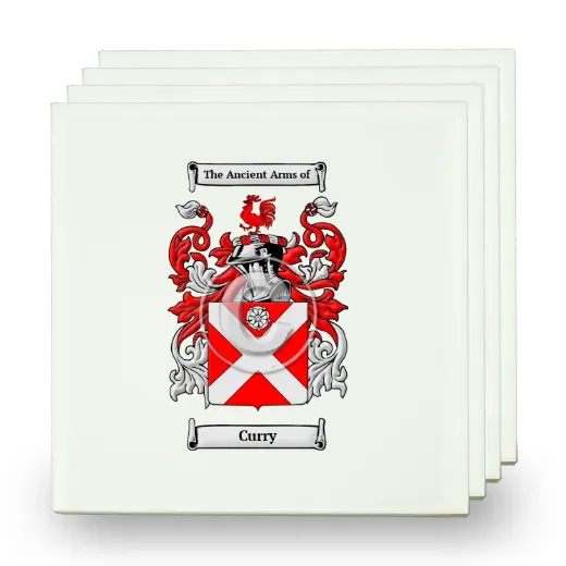 Curry Set of Four Small Tiles with Coat of Arms