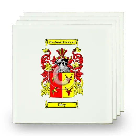 Déry Set of Four Small Tiles with Coat of Arms