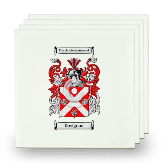Davignon Set of Four Small Tiles with Coat of Arms