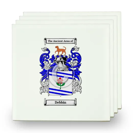 Debbin Set of Four Small Tiles with Coat of Arms