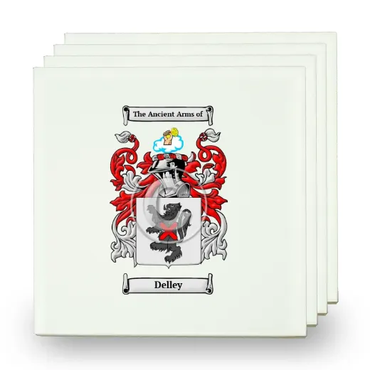 Delley Set of Four Small Tiles with Coat of Arms