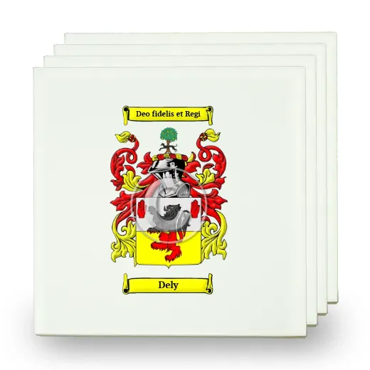 Dely Set of Four Small Tiles with Coat of Arms