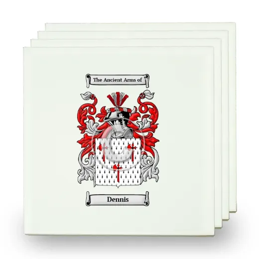 Dennis Set of Four Small Tiles with Coat of Arms