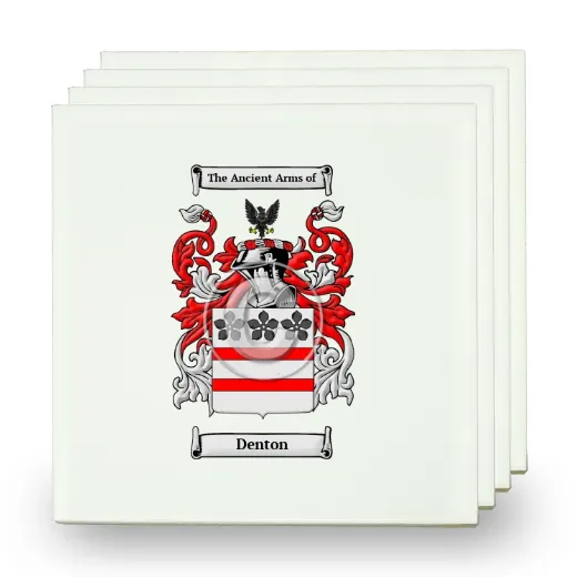 Denton Set of Four Small Tiles with Coat of Arms