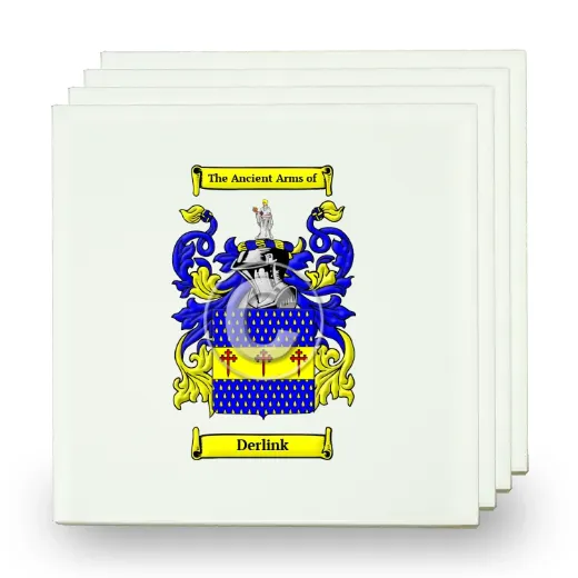 Derlink Set of Four Small Tiles with Coat of Arms