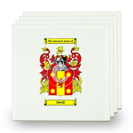 Devil Set of Four Small Tiles with Coat of Arms