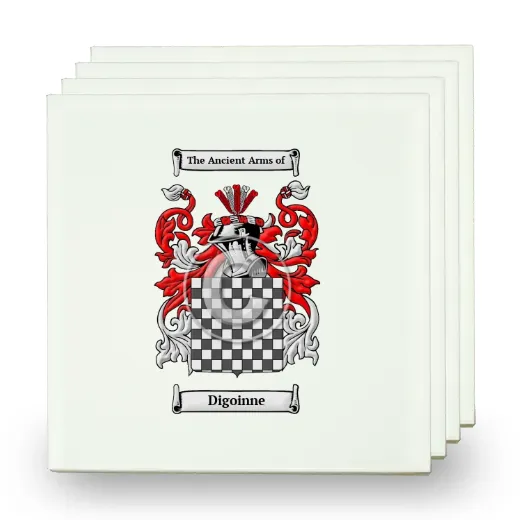 Digoinne Set of Four Small Tiles with Coat of Arms