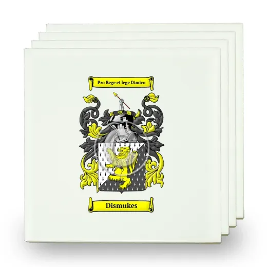 Dismukes Set of Four Small Tiles with Coat of Arms