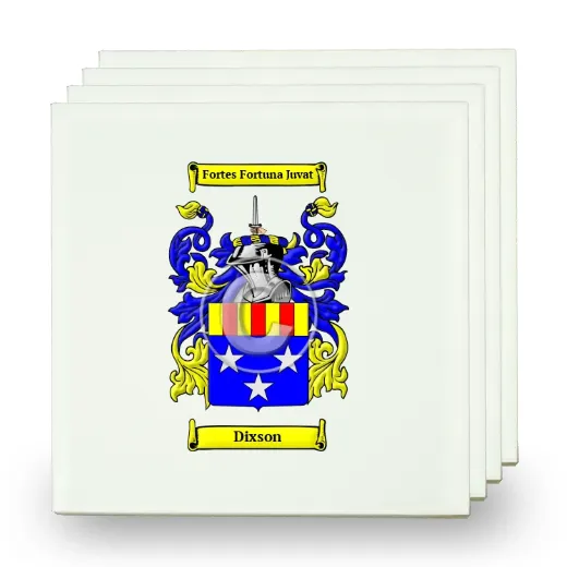Dixson Set of Four Small Tiles with Coat of Arms
