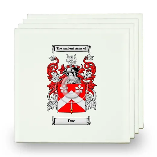 Doc Set of Four Small Tiles with Coat of Arms