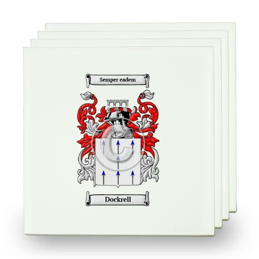 Dockrell Set of Four Small Tiles with Coat of Arms