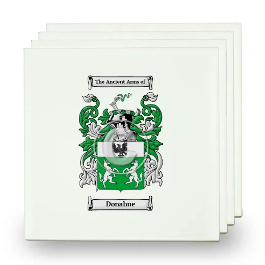 Donahue Set of Four Small Tiles with Coat of Arms