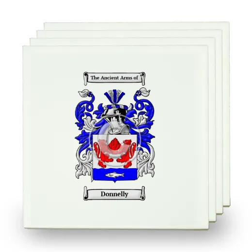 Donnelly Set of Four Small Tiles with Coat of Arms