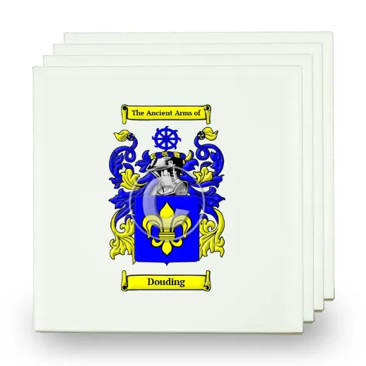 Douding Set of Four Small Tiles with Coat of Arms