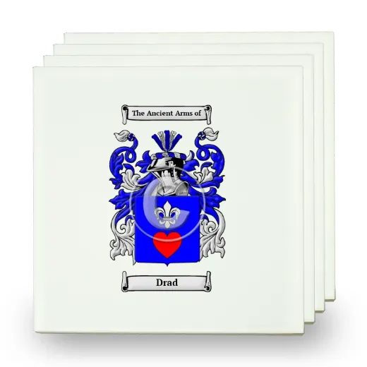 Drad Set of Four Small Tiles with Coat of Arms