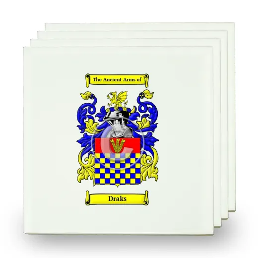 Draks Set of Four Small Tiles with Coat of Arms