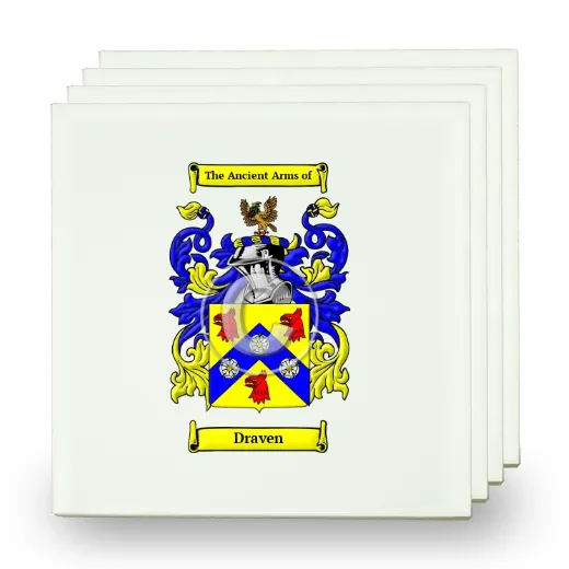 Draven Set of Four Small Tiles with Coat of Arms