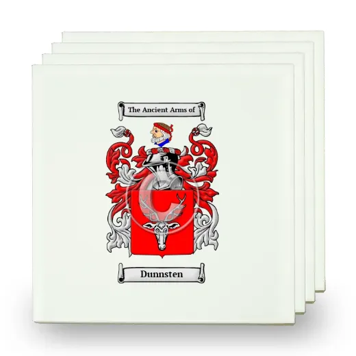 Dunnsten Set of Four Small Tiles with Coat of Arms