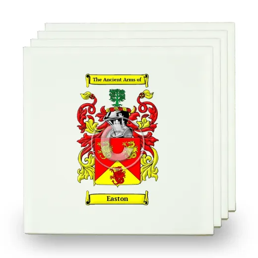 Easton Set of Four Small Tiles with Coat of Arms