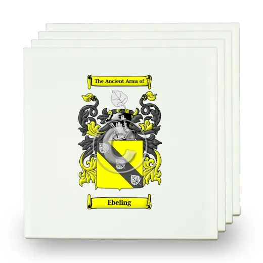 Ebeling Set of Four Small Tiles with Coat of Arms