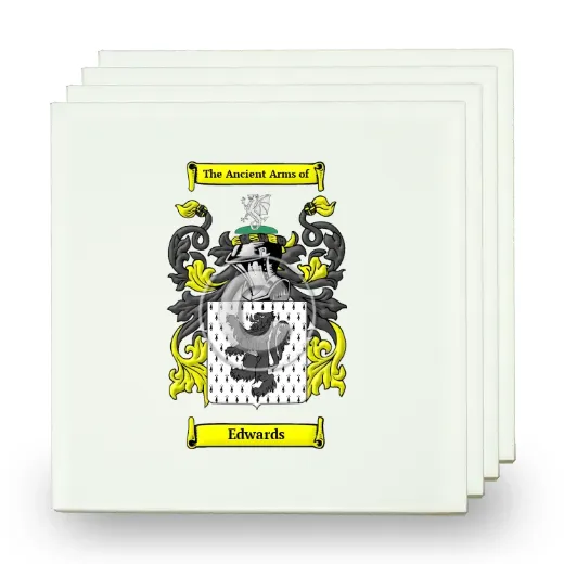 Edwards Set of Four Small Tiles with Coat of Arms