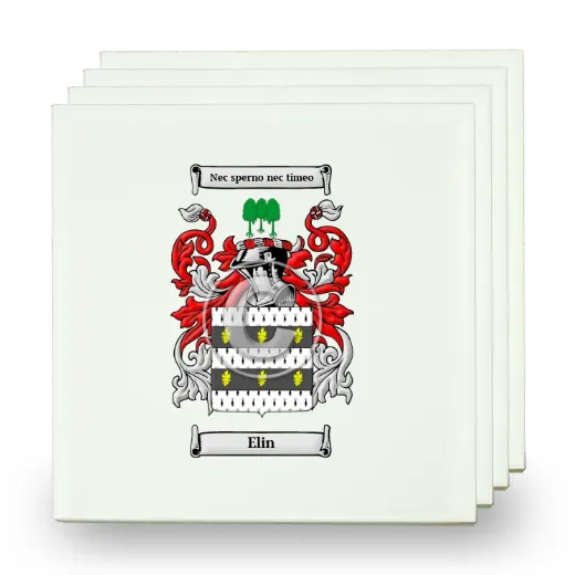 Elin Set of Four Small Tiles with Coat of Arms