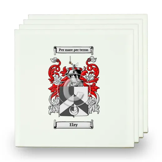Elzy Set of Four Small Tiles with Coat of Arms