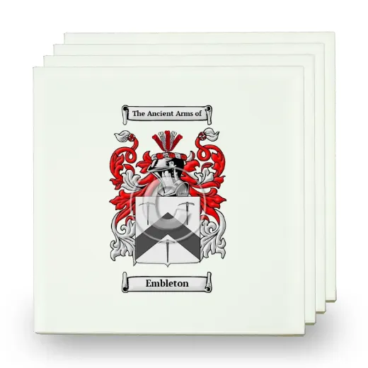 Embleton Set of Four Small Tiles with Coat of Arms