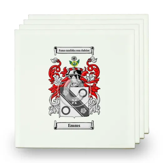 Emms Set of Four Small Tiles with Coat of Arms