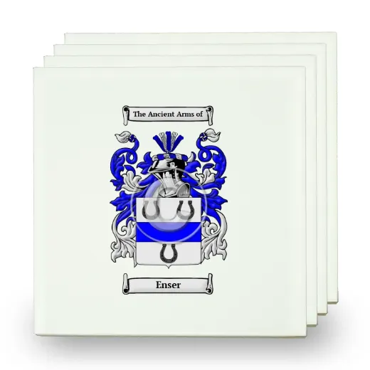 Enser Set of Four Small Tiles with Coat of Arms