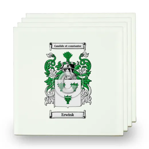 Erwink Set of Four Small Tiles with Coat of Arms