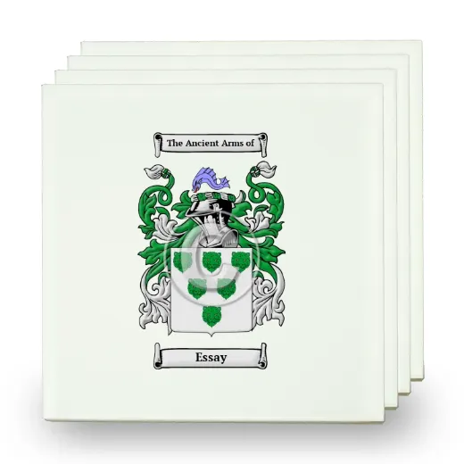 Essay Set of Four Small Tiles with Coat of Arms