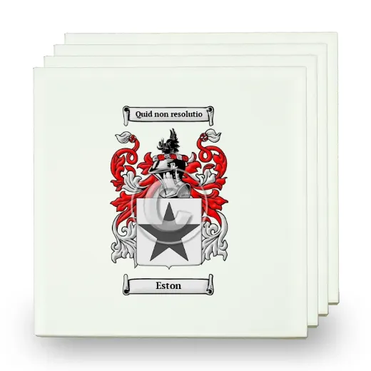 Eston Set of Four Small Tiles with Coat of Arms