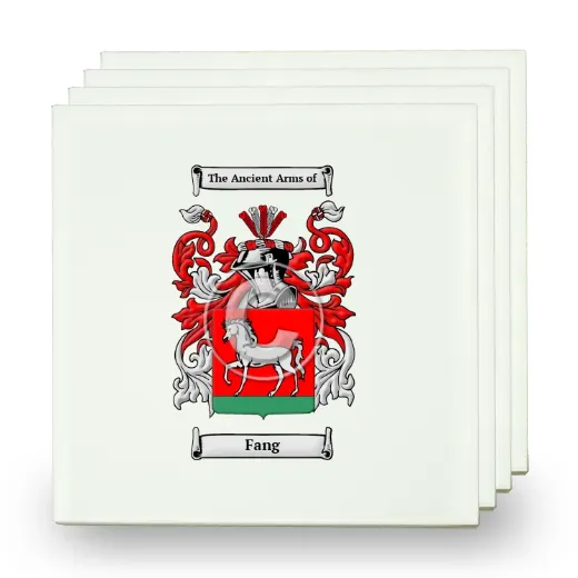Fang Set of Four Small Tiles with Coat of Arms