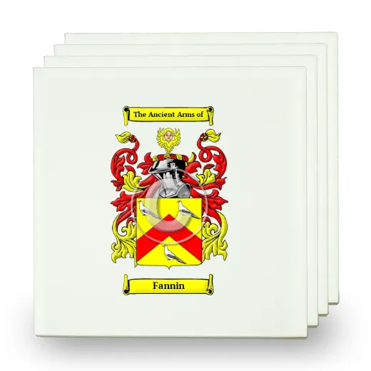 Fannin Set of Four Small Tiles with Coat of Arms