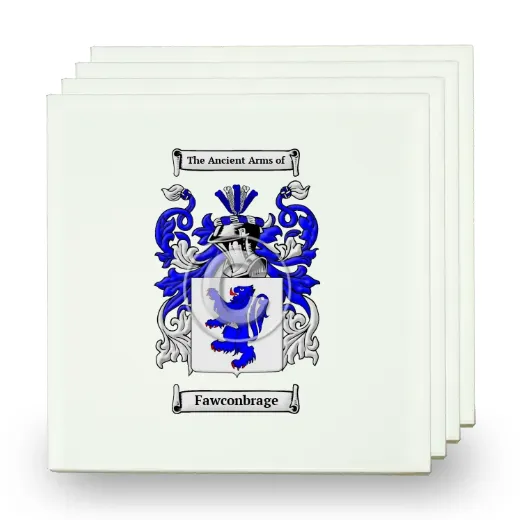 Fawconbrage Set of Four Small Tiles with Coat of Arms