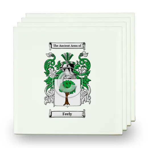 Feely Set of Four Small Tiles with Coat of Arms