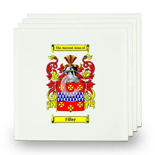Fillay Set of Four Small Tiles with Coat of Arms
