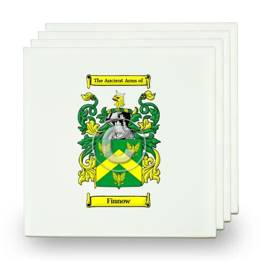 Finnow Set of Four Small Tiles with Coat of Arms